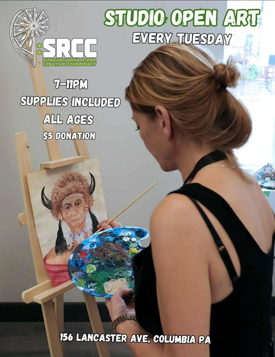 Open Art Studio, Every Tuesday 7-11pm, $5 donation, art supplies included