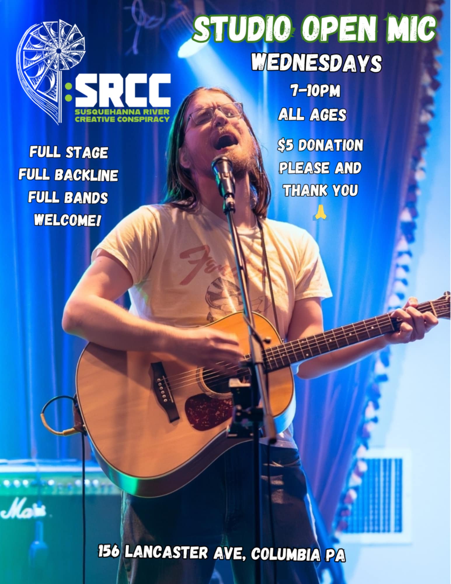 Studio Open Mic, Wednesdays 7-10pm, $5 donation, full stage